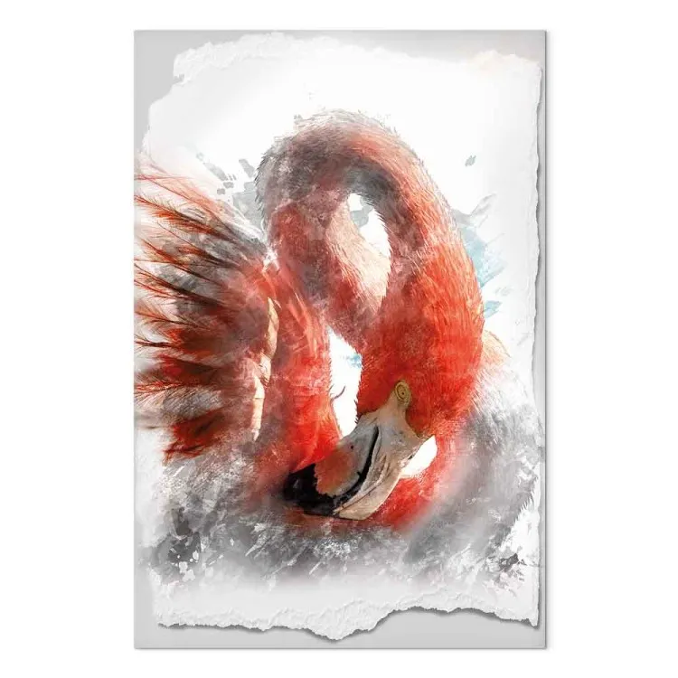 Rode Flamingo (1-delig) - majestueuze vogel op witte achtergrond