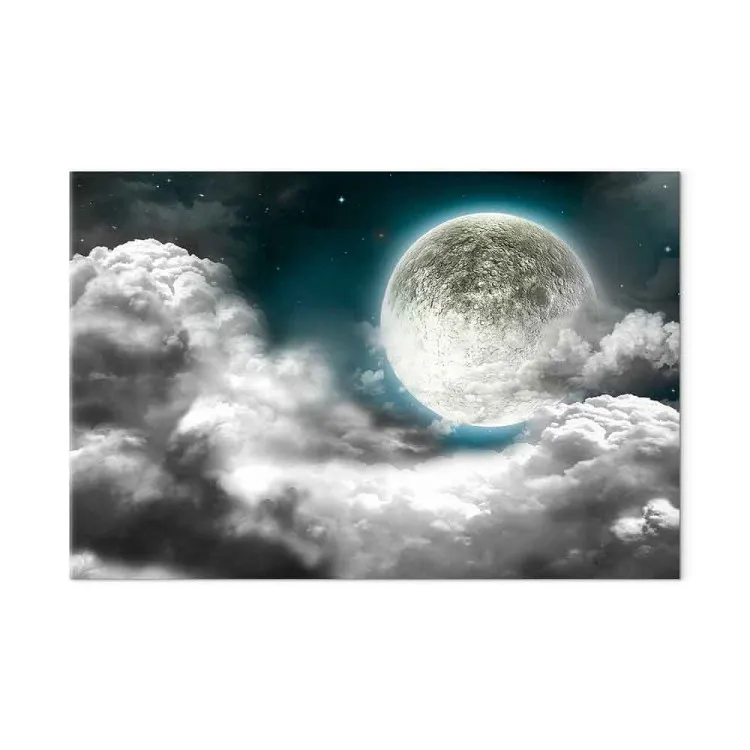 Zilveren Wereldbol (1-delig) - dichte wolken en de hemel met volle maan