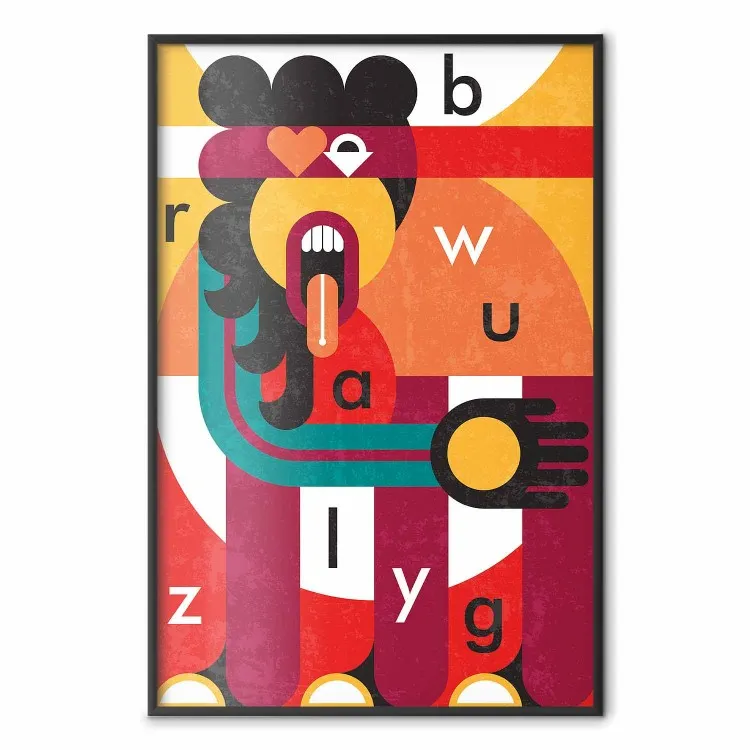 Kunst van het Ontwerp - abstract figuur en willekeurig geplaatste letters