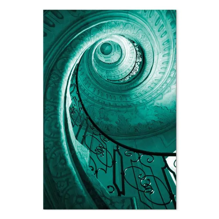 Wenteltrap - foto van de trap in turquoise kleur