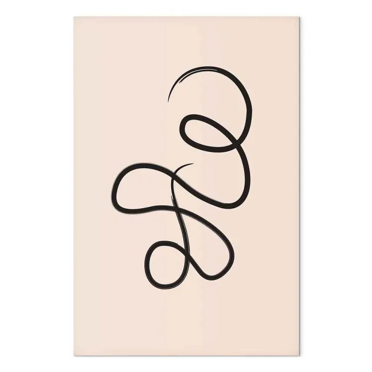 Zwart, gedraaid touwtje - een abstracte golf op een beige achtergrond