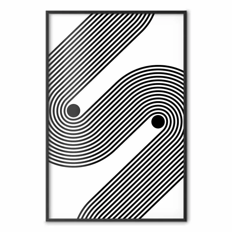 Monochromatische symfonie - abstracte zwarte lijnen vormen golven