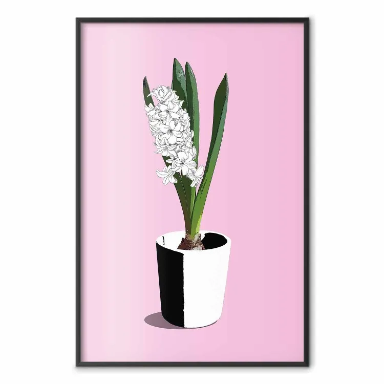 Bloemige delicatesse - plant in een pot op een roze pastelachtergrond