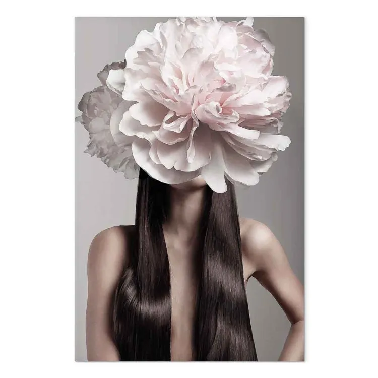Bloemenhoofd (4-delig) - eclectische fantasie met vrouw en pioenroos