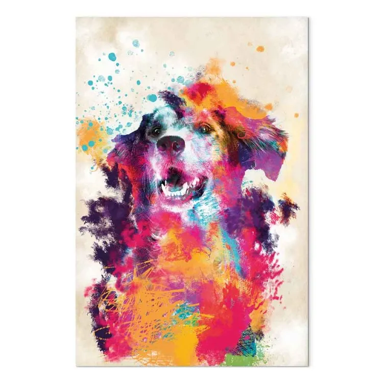 Aquarel hond (1-delige) verticaal - futuristisch gekleurd dier