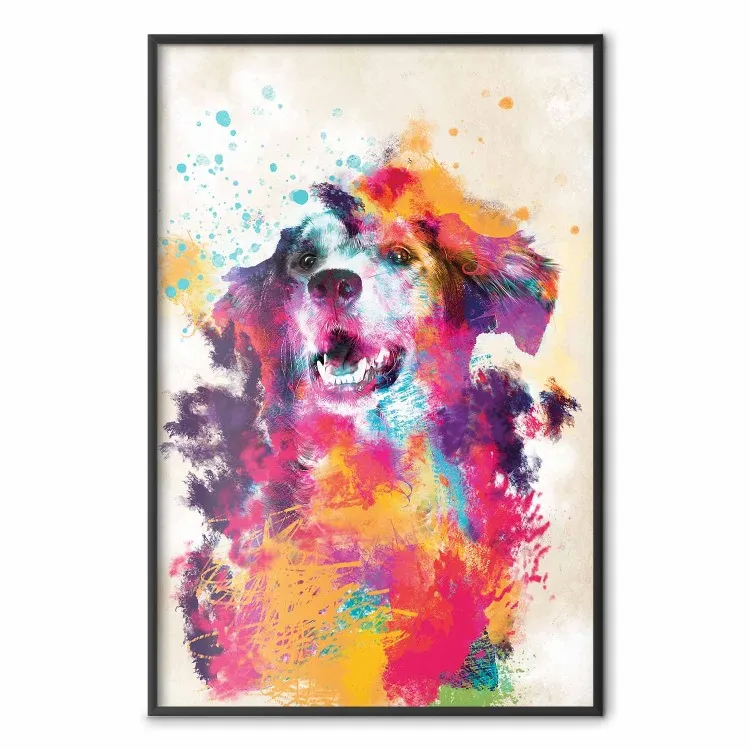Aquarel hond - unieke kleurrijke abstractie met een huisdier