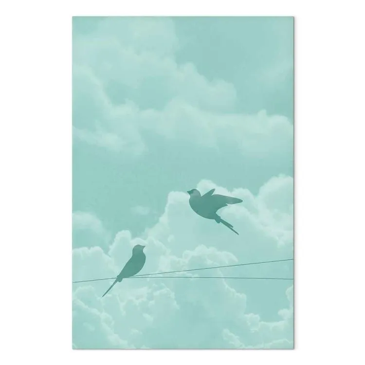 Vluchtige schaduw (1-delig) verticaal - pastellandschap van vogels in de lucht