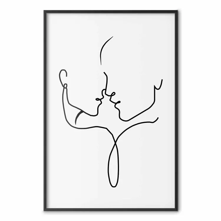 Samen kijken - zwart lijntekening van verliefde figuren op een lichte achtergrond