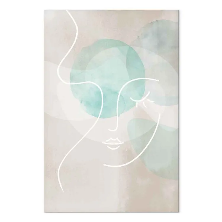 Speelse knipoog (1-delig) verticaal - pastel line art van een vrouw