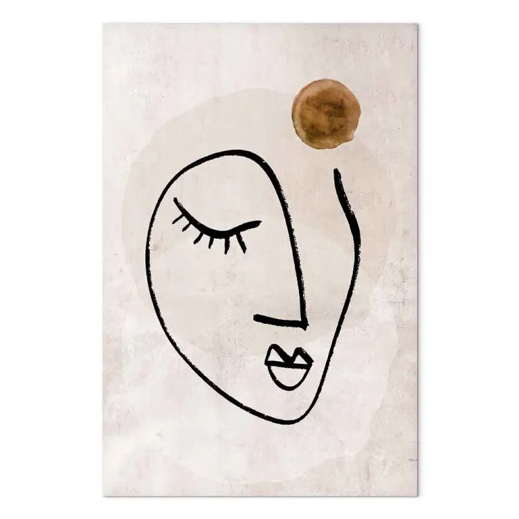 Romantische gedachte (1-delig) verticaal - line art van een gezicht in boho-motief