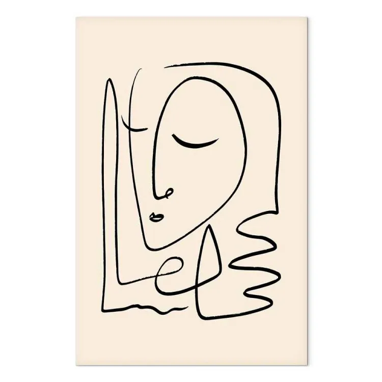Lichtheid van herinneringen (1-delig) verticaal - line art van een gezicht in boho-stijl