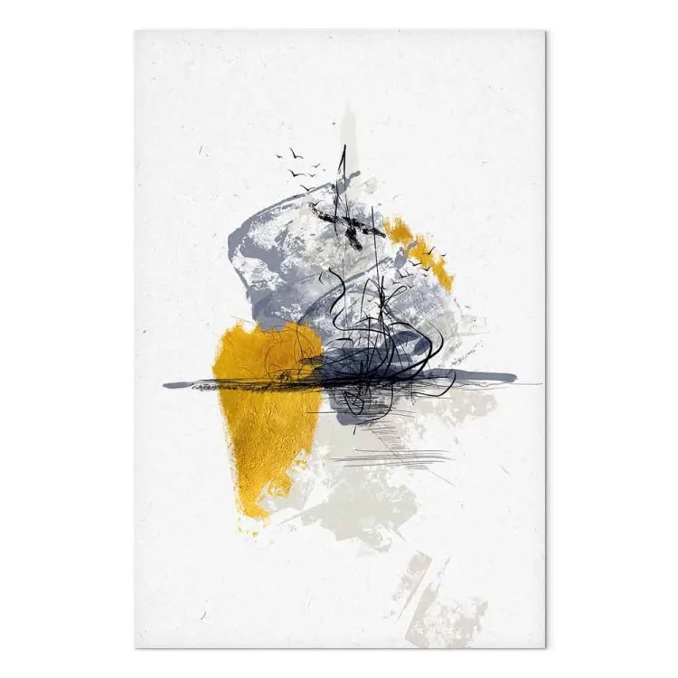 Vogels boven water (1-delige) verticaal - landschap van abstractie met vogels