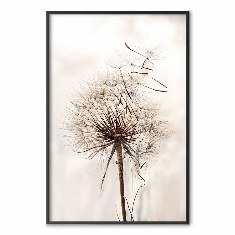 Magnetische zucht - paardenbloem in de wind in sepia kleuren