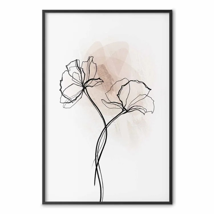 Weg naar de zon - plant met bloem op een lichte achtergrond in line art stijl