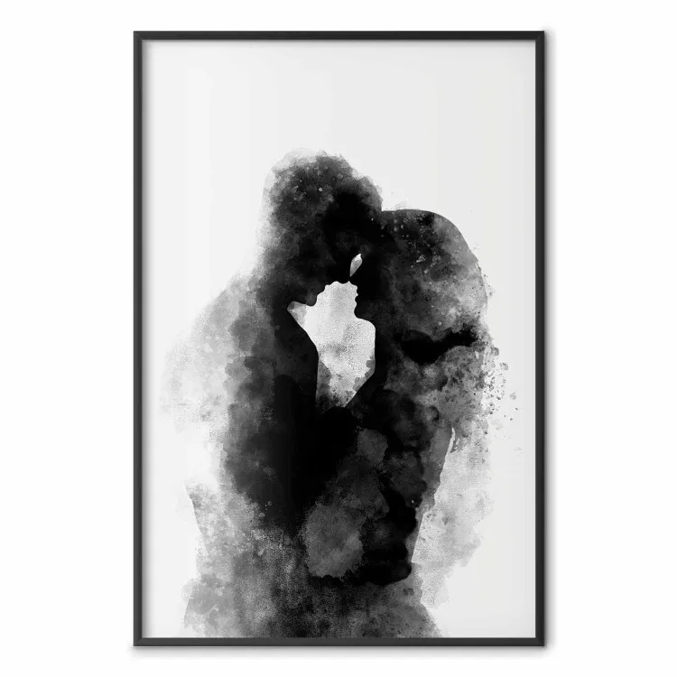 Herinnering aan een kus - zwart verliefd stel in aquarelstijl