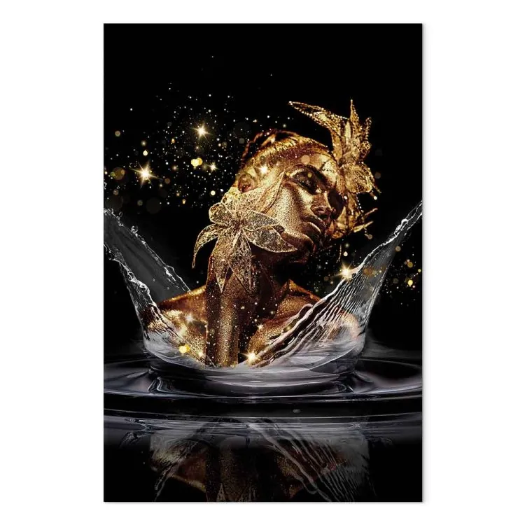 Gouden droom (1-delig) verticaal - abstract gezicht van een vrouw in het water