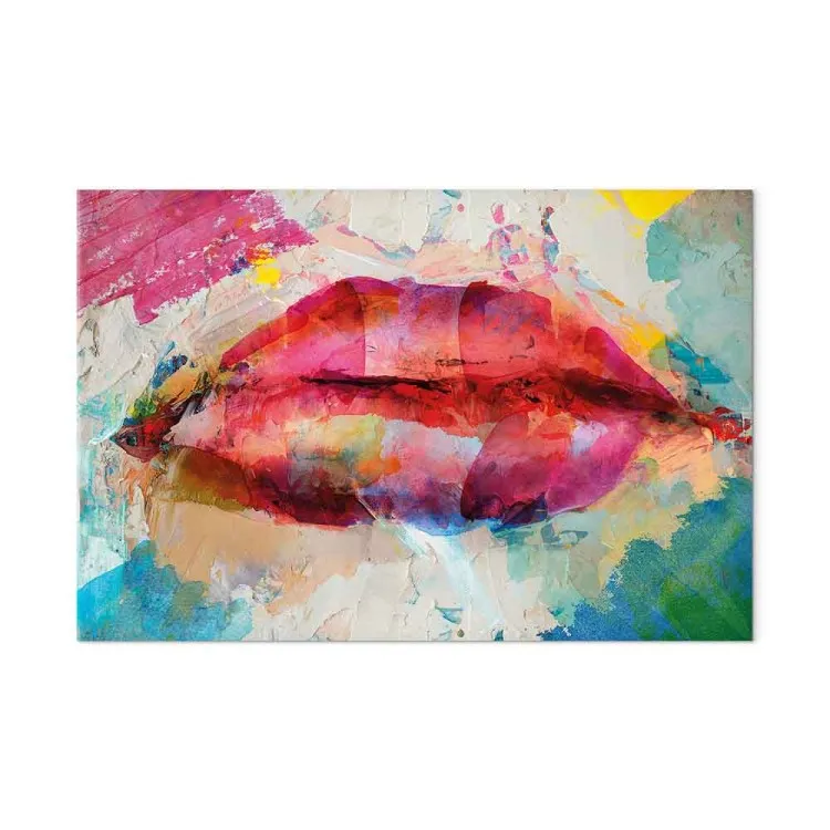 Artistieke lippen (1-delig) breed - abstractie van kleurrijke lippen