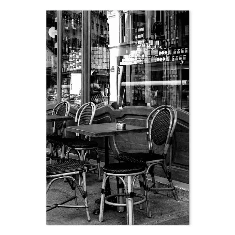 Een café in Parijs - een zwart-witfoto van de Franse hoofdstad