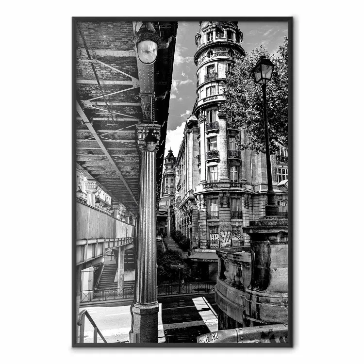 Uitzicht op Bir-Hakeim - zwart-wit stadsarchitectuur met kolommen