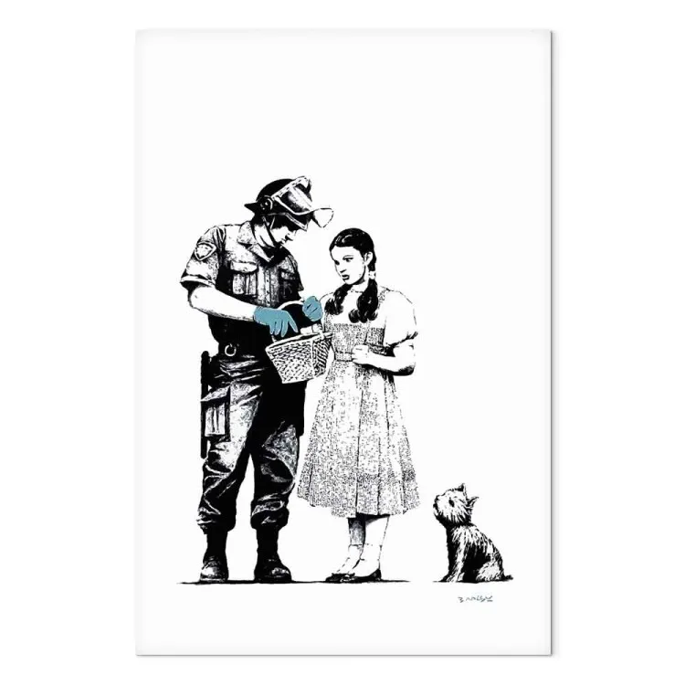 Meisje, hond en politieagent - street art-graphics voor tieners