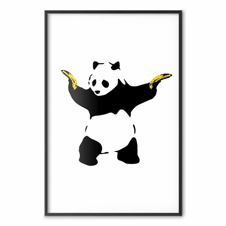 Panda with Guns - zwart-wit dier met bananen op een witte achtergrond