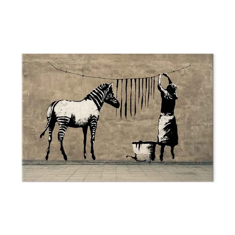 Banksy: Washing Zebra on Concrete (1 Part) Wide