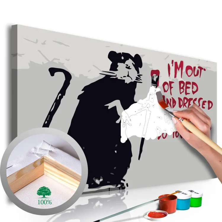 Ik stapte uit bed en kleedde me aan (Banksy Street Art Graffiti)