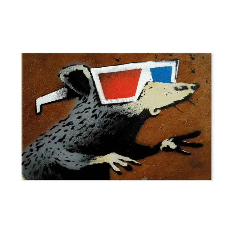 Rat met bril 3D (Banksy) - street art van een fantasiedier