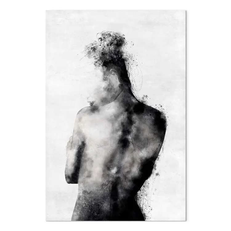 In gedachten verzonken (1-delige) verticaal - abstract zwart-wit silhouet