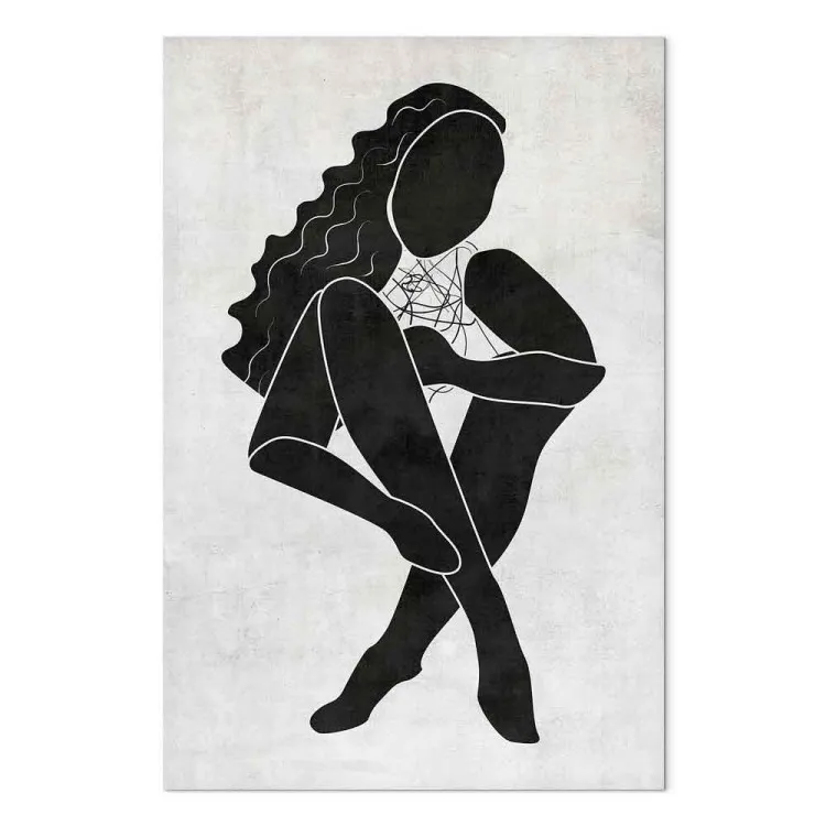 Zittende figuur van een vrouw - zwart silhouet van een vrouw 