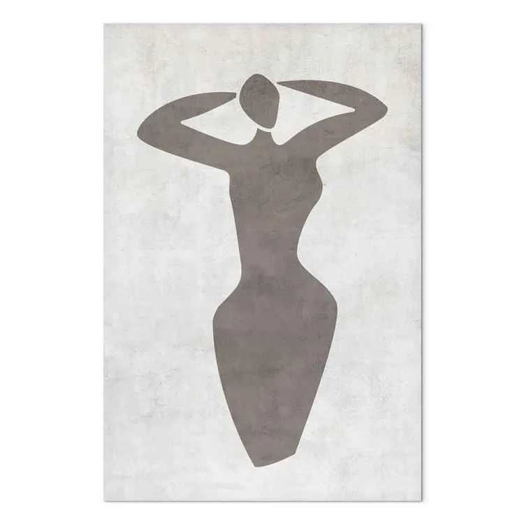 Vrouw met opgeheven armen - zwart-wit kunstwerk in de stijl van boho