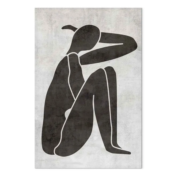 Silhouet van een peinzende vrouw - afbeeldingen in boho-stijl