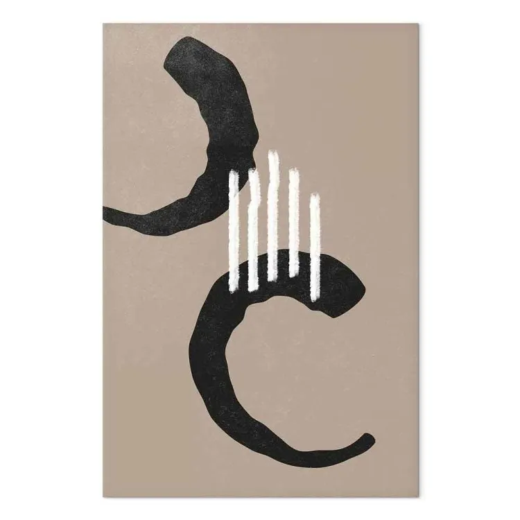 Zwarte halve cirkels - boho-stijl abstractie op een beige achtergrond