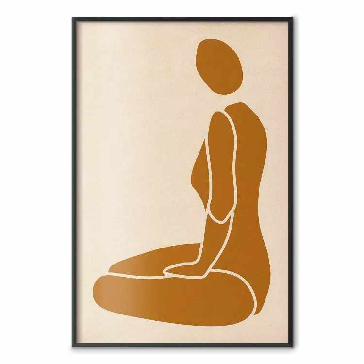 Snede van vrouwelijkheid - abstract geel silhouet van een figuur op een lichte achtergrond