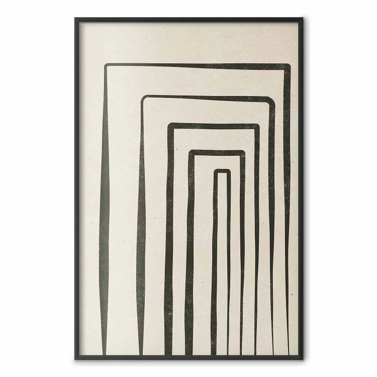 Hoge zuilengang - zwarte lijnen die patronen vormen in abstracte stijl