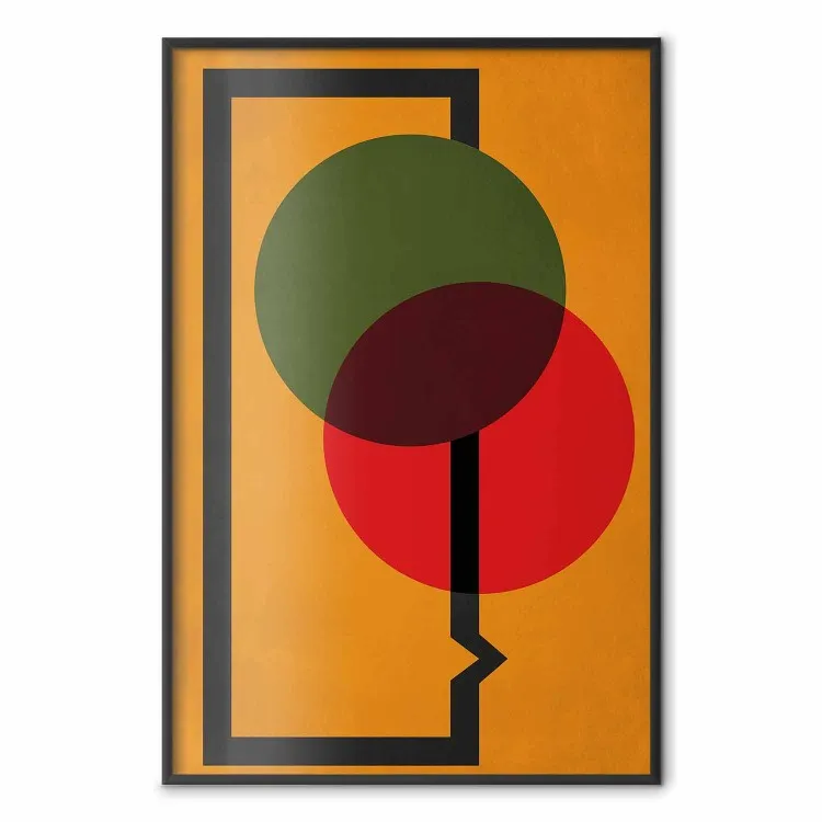 Compositie van cirkels - abstracte kleurrijke cirkels op een oranje achtergrond