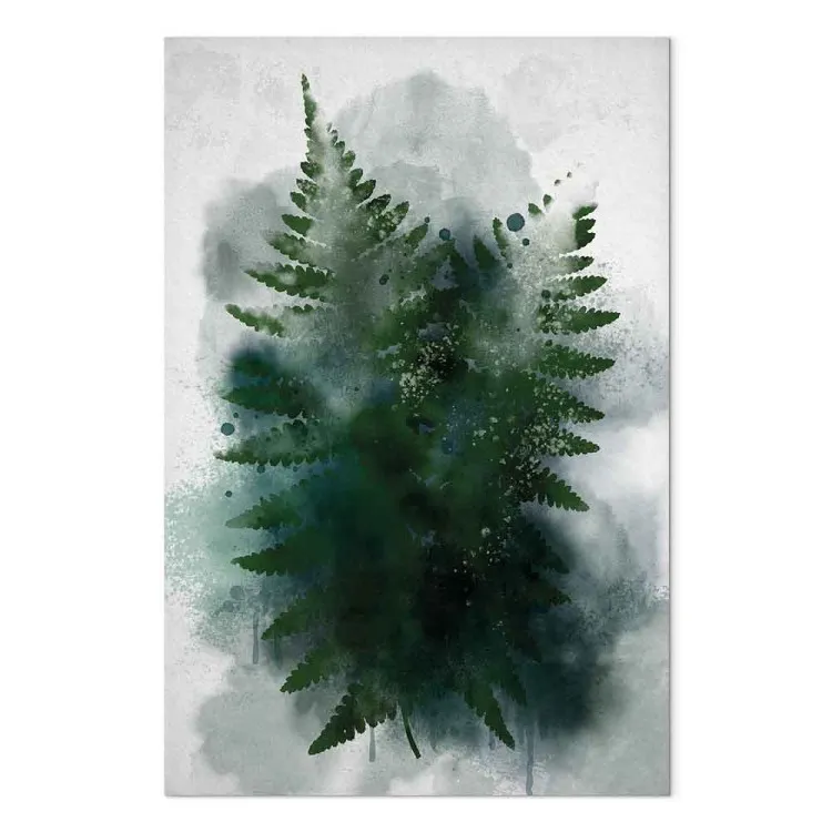 Varen in de mist - de bladeren in de wolk van mist, groen en grijs