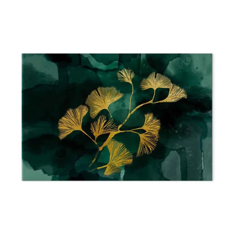 Gouden ginko (1-delige) breed - landschap van planten in glamourstijl