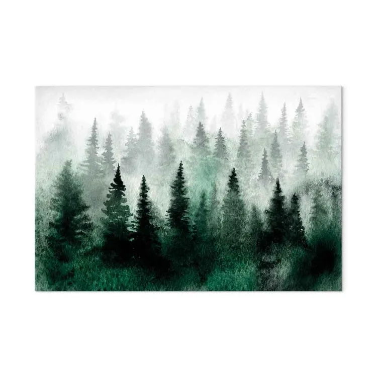Mistig Scandinavisch bos (1-delige) breed - bomenlandschap in mist