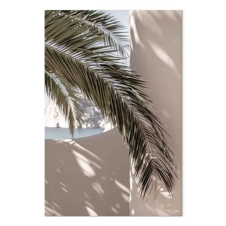 Terras met uitzicht (1-delig) verticaal - palmblad in Marokko