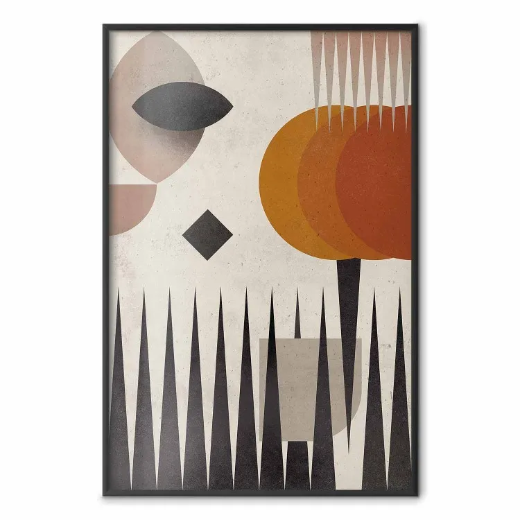 Zon achter de bergen - kleurrijke geometrische figuren in abstracte stijl