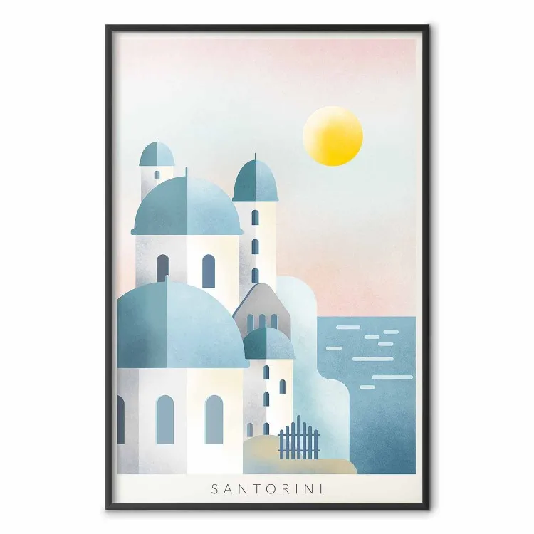 Blauw eiland - pastel landschap van de architectuur van het eiland Santorini