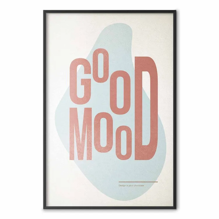 Goede stemming - rode Engelse tekst op de achtergrond van een pastel abstractie