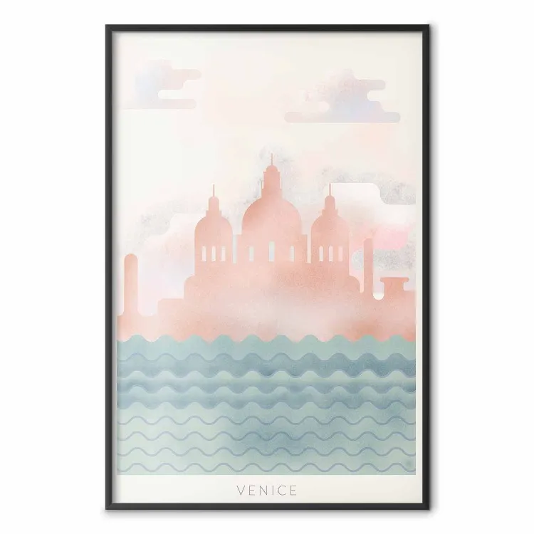 Lente in Venetië - pastel landschap van de zee tegen een achtergrond van architectuur