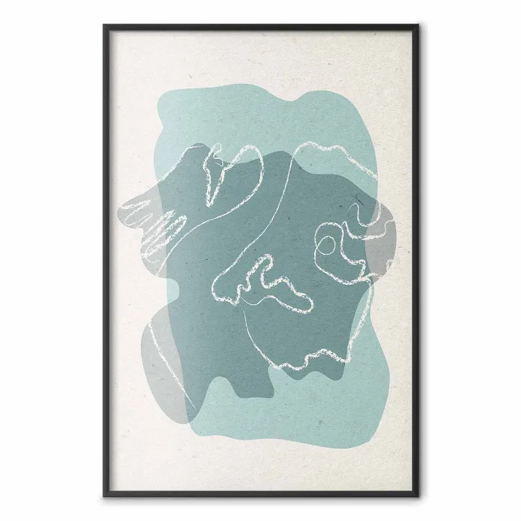 Lentegast - lijntekening op een blauwe achtergrond in een abstract motief