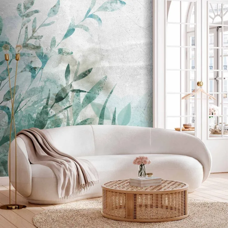 Natuurlijk landschap - minimalistisch groen plantmotief in aquarelstijl