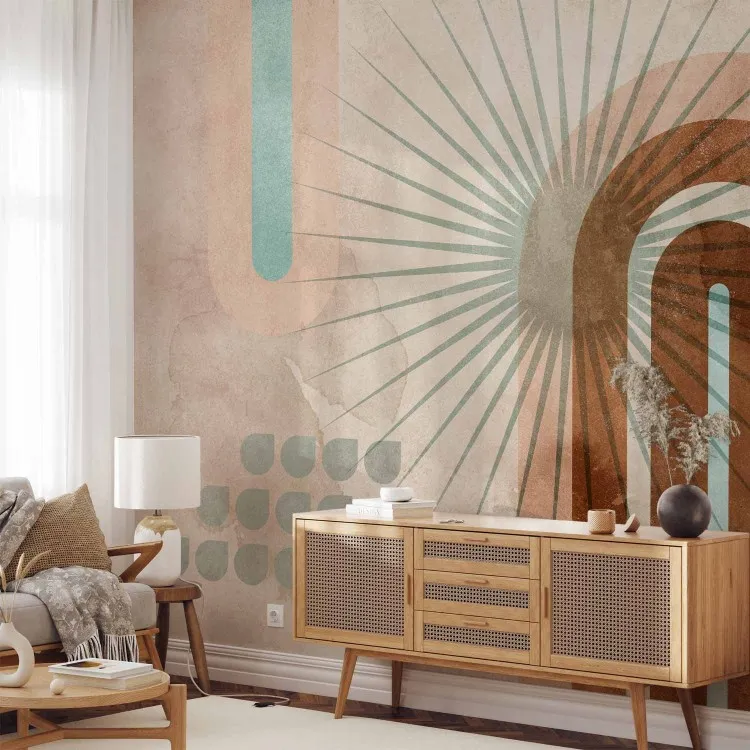 Geometrische bogen - aquarel abstractie met zon en patronen