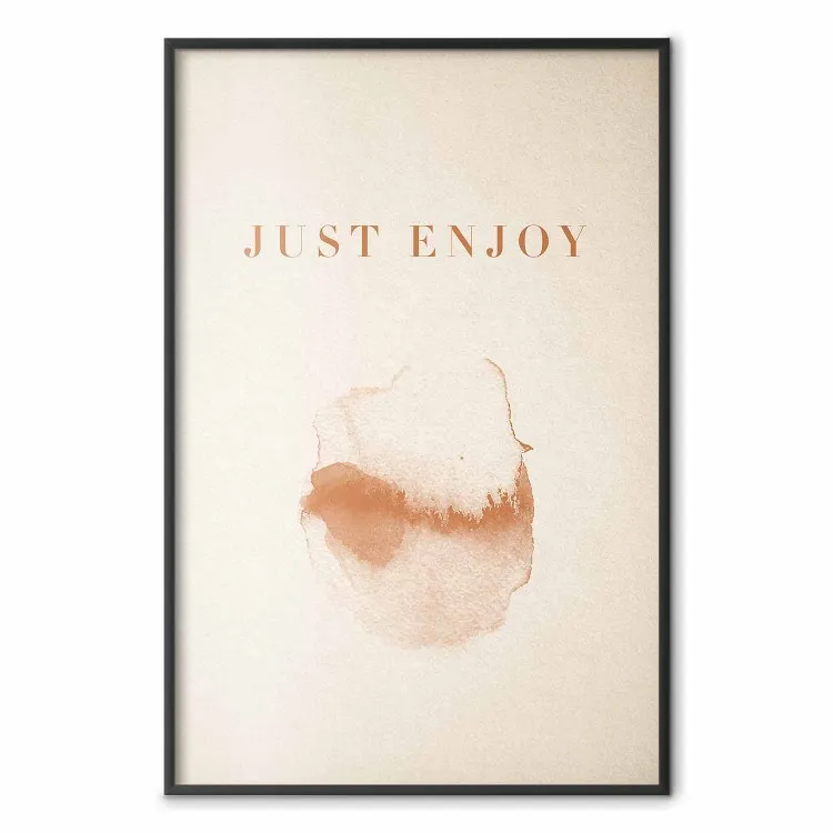 Gewoon genieten - Engelse tekst en aquarel patroon op een beige achtergrond