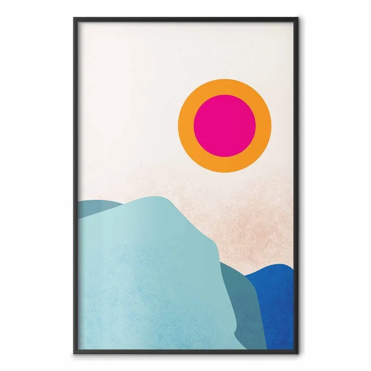 Zonnige fjord - abstract berglandschap op een heldere hemelachtergrond