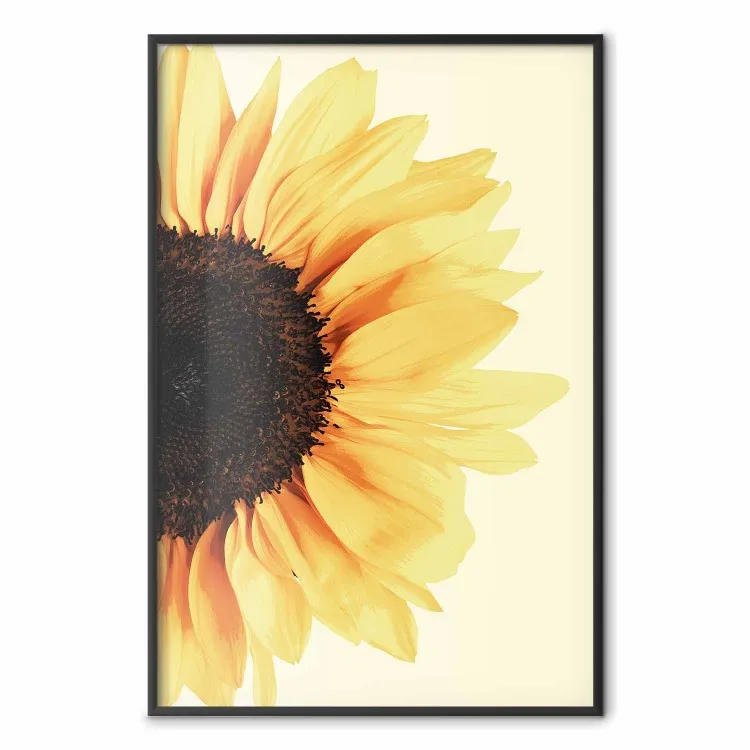 Dichter bij de zon - natuurlijke zonnebloem op een zachtgele achtergrond